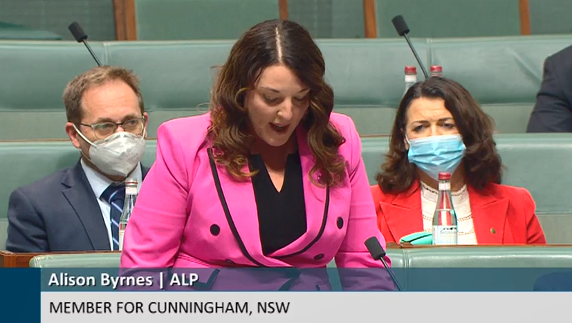 ALISON BYRNES MP QUESTION TO MINISTER BUTLER Main Image